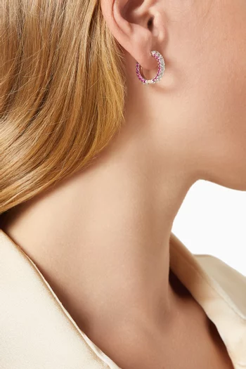Ruby & Diamond Hoops in 18kt White Gold