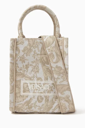 Mini Athena Tote Bag in Barocco Jacquard Canvas