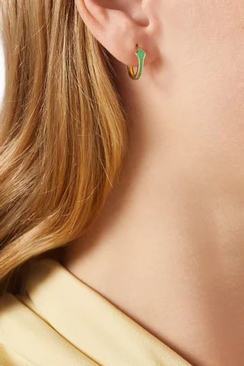 Mini Mosaic Enamel Hoop Earrings in 18kt Gold