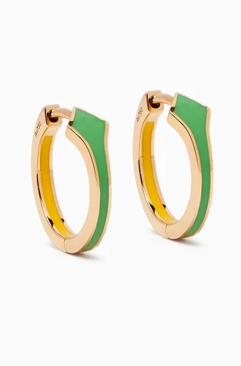 Mini Mosaic Enamel Hoop Earrings in 18kt Gold