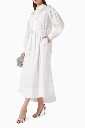 Belted Shirt Dress in Cotton