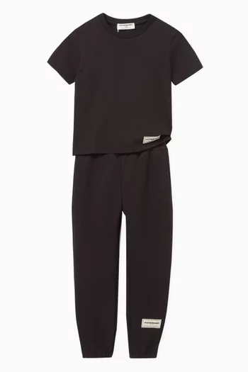 بنطال رياضي بشعار الماركة مزيج قطن عضوي