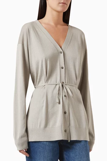 x GI Belted V-neck Cardigan in Silk-cotton