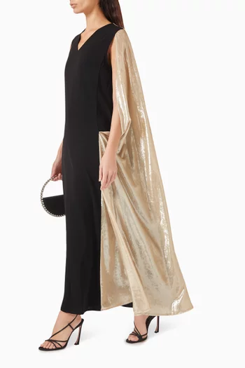 Raya Cape Maxi Dress in Crepe