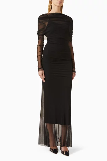 Veiled Maxi Dress in Sheer Silk