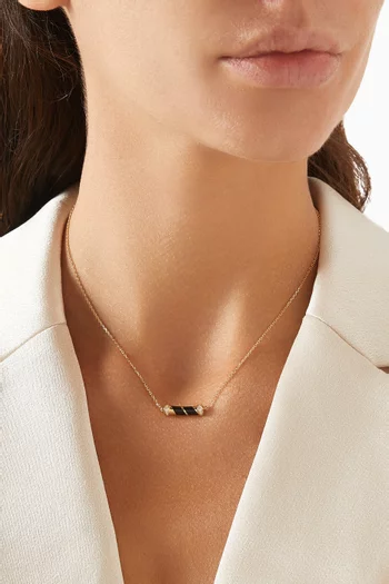 Mini Vine Enamel & Diamond Necklace in 18kt Yellow Gold