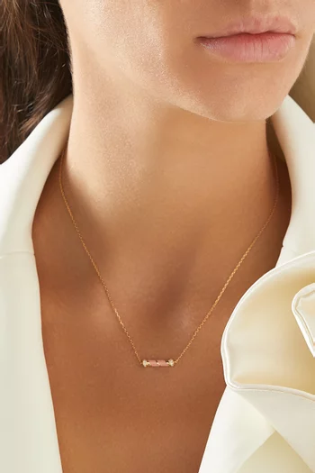 Mini Vine Enamel & Diamond Necklace in 18kt Yellow Gold
