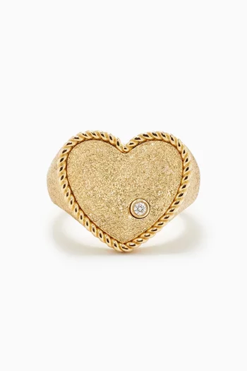 Picotti Heart Diamond Signet Ring in 9kt Gold
