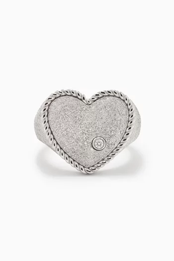 Picotti Heart Diamond Signet Ring in 9kt White Gold