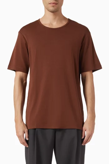 Rib U-neck T-shirt in Cotton