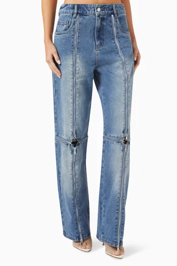 بنطال جينز اندي بقصة ساق مستقيمة دينم قطن