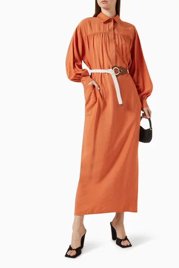 Belted Shirt Dress in Viscose-blend