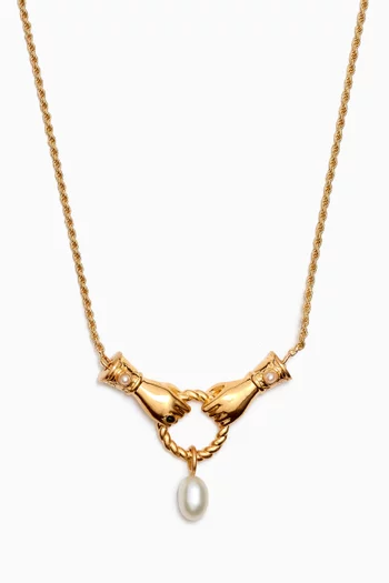 Harris Reed Good Hands Pendant Necklace in 18kt Recycled Gold-plated Brass