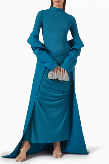 Round Neck Abaya in Twill Suiting