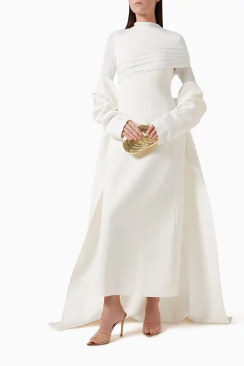 Round Neck Abaya in Twill Suiting