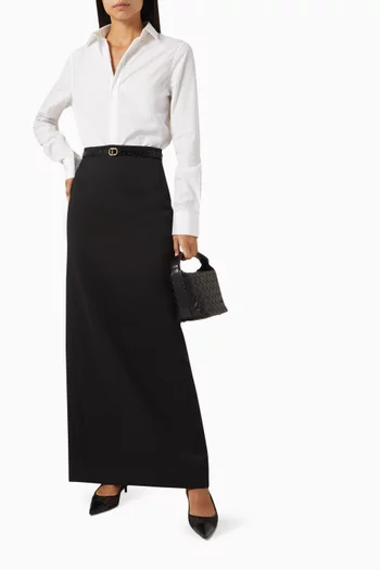 تنورة طويلة بقصة مستقيمة صوف بكر