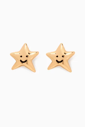 Smile Star Stud Earrings in Gold-pated Brass