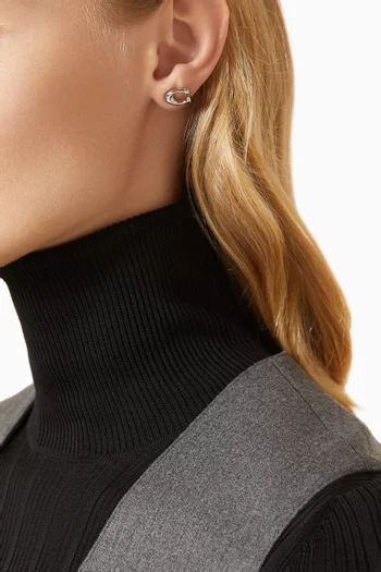 Signature C Stud Earrings in Silver-plated Brass