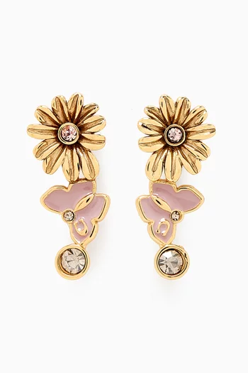Daisy Butterfly Crawler Earrings in Gold-plated Brass