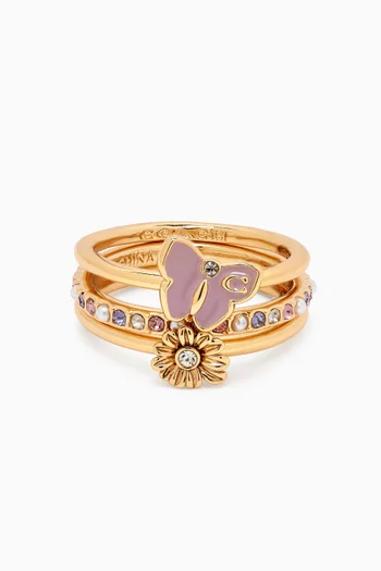 Butterfly Ring Set in Gold-plated Brass
