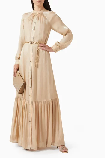 Kaftan Maxi Dress in Crinkled Georgette