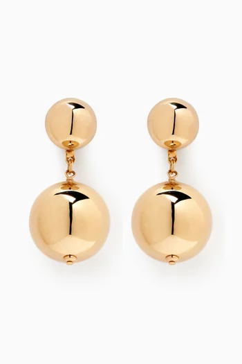 Drop Ball Stud Earrings in Gold-plated Brass