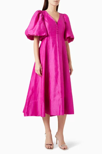 Dusk Midi Dress in Linen-blend