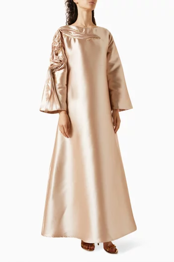 Ruched Sleeves Maxi Dress