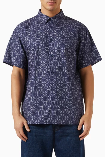 Bruce Block Print Shirt in Cotton-tencel Blend