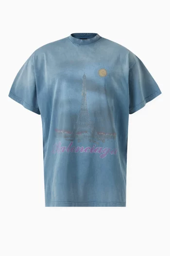 Unisex Paris Moon Oversized T-shirt in Vintage-jersey
