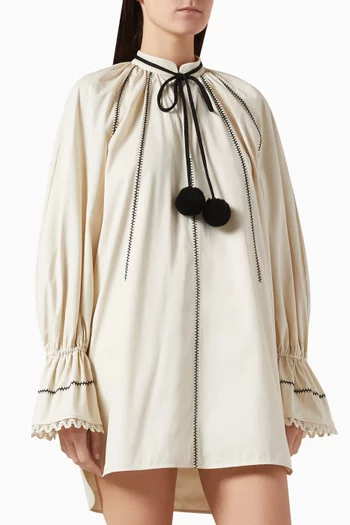 فستان رايف قصير بنمط قميص قطن
