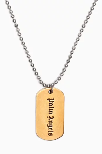 Logo-engraved Tag Necklace in Brass