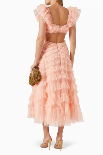Lola Backless Ballerina Midi Dress in Tulle