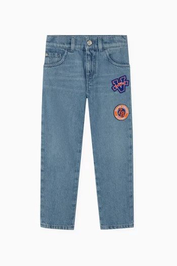 Varsity-embroidered Jeans in Denim