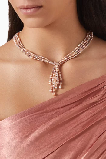 Bahar Maidar Diamond & Pearl Necklace in 18kt Rose Gold