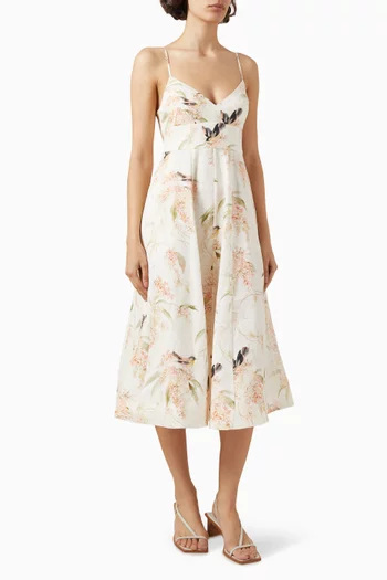 Picnic Floral-print Dress in Linen