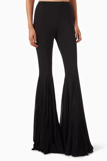 Frilled-hem Fitted Pants in Stretch-viscose
