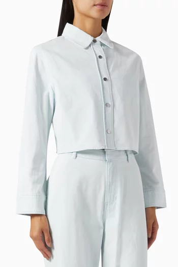Washed Spring Cropped Shirt in Cotton-twill