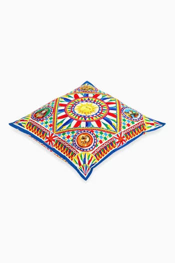 Medium Carretto Siciliano-print Cushion in Canvas