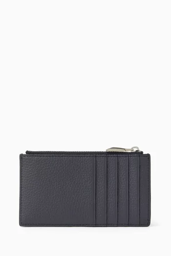 Ribbon Business Card Holder In Grained Leather