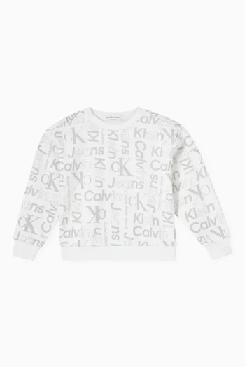 All-over Logo Sweatshirt in Cotton Terry