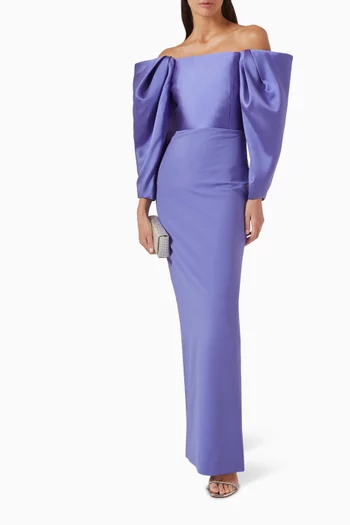 Melina Maxi Dress in Satin & Crepe