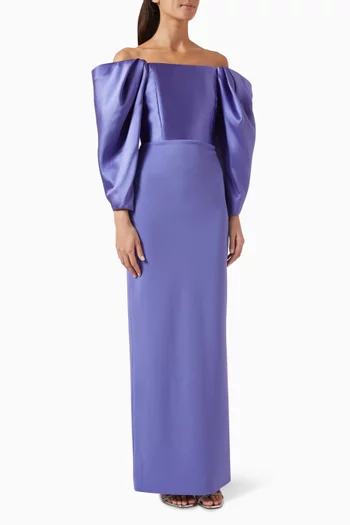Melina Maxi Dress in Satin & Crepe