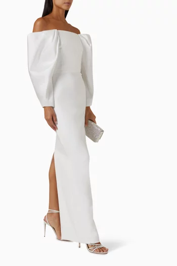 Melina Maxi Dress in Satin & Crepe