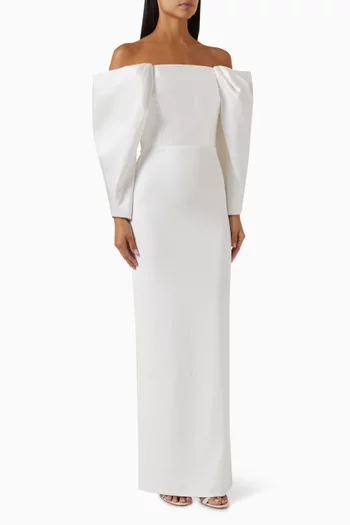 Melina Maxi Dress in Satin & Crepe