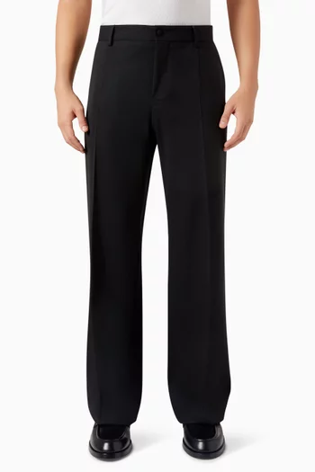 Straight-leg Pants in Stretch Wool