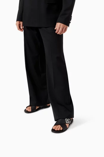 Criss-cross Logo Sandals in Calfskin Leather