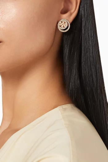 Miller Pavé Double Ring Studs in Brass