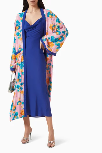 Floral-print Kimono in Viscose-crepe