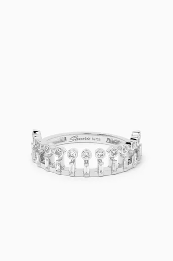Barq Crown Diamond Ring in 18kt White Gold